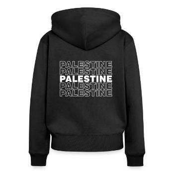 Palästina - Frauen Premium Bio Zip Hoodie - Schwarz - Hinten - Julia (174cm)