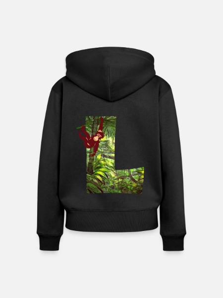 dschungel mit affe l - Frauen Premium Bio Zip Hoodie - Schwarz
