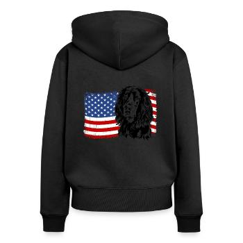 Gordon Setter Amérique Flag Dogs Wilsigns - Sweat à capuche zippé Premium bio Femme - noir - Dos - Julia (174cm)