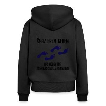Anspruchsvolles Spazieren Geh Design - Frauen Premium Bio Zip Hoodie - Schwarz - Hinten - Julia (174cm)