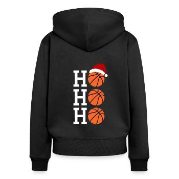 Basketball H Ho Ho Ho Weihnachtsmütze Fun - Frauen Premium Bio Zip Hoodie - Schwarz - Hinten - Julia (174cm)