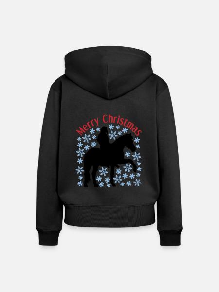 Weihnachtliches Mädchen-Pferd-Schnee Motiv - Frauen Premium Bio Zip Hoodie - 