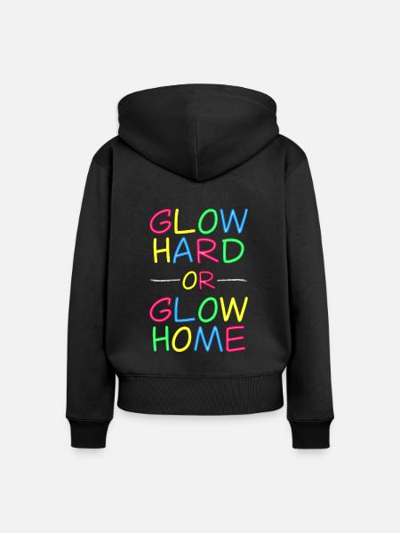 Neon Lebensmotto - Strahlend leben - Frauen Premium Bio Zip Hoodie - Schwarz