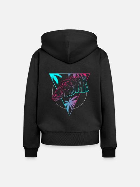 Farbiger Dino Kreis Kunst Geschenk - Frauen Premium Bio Zip Hoodie - Schwarz