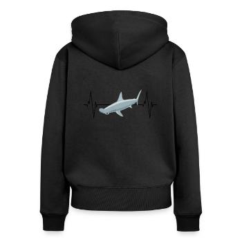 Hammerhai Herzschlag Liebe Ozean - Frauen Premium Bio Zip Hoodie - Schwarz - Hinten - Julia (174cm)