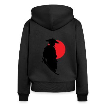 Japanese Warrior Moon Mysticism Gift - Women's Premium Organic Zip Hoodie - black - Back - Julia (174cm)