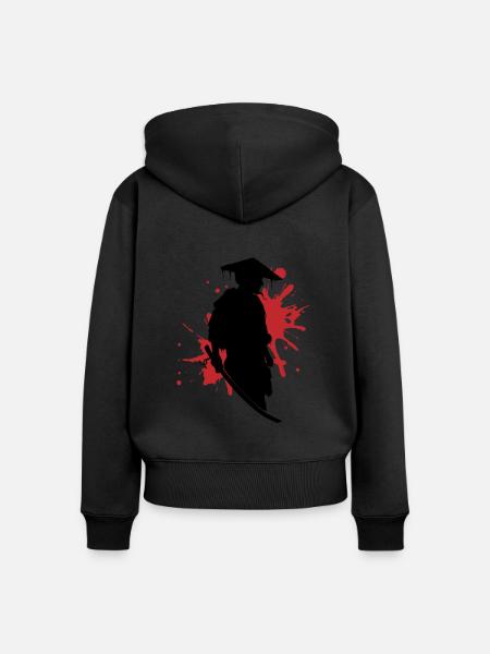Samurai Kampfgeist Tinte Splash Kunst - Frauen Premium Bio Zip Hoodie -