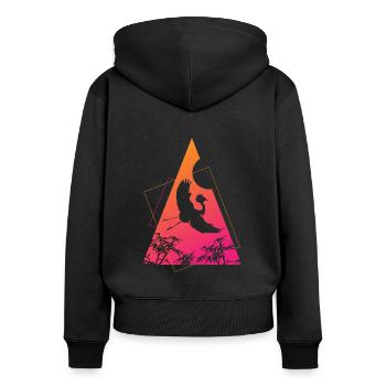 Grue Origami Géométrie Créativité - Sweat à capuche zippé Premium bio Femme - noir - Dos - Julia (174cm)