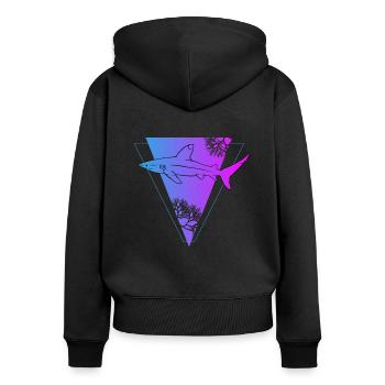 Tiefsee Triangel Hai Mystik Geschenk - Frauen Premium Bio Zip Hoodie - Schwarz - Hinten - Julia (174cm)