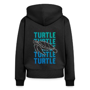 TURTLE Schattenbild Wortkunst Geschenk - Frauen Premium Bio Zip Hoodie - Schwarz - Hinten - Julia (174cm)