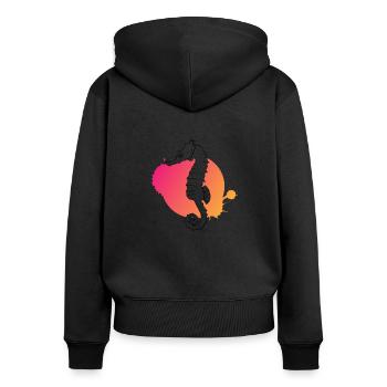 Seepferdchen Flüstern Ozean Geheimnis - Frauen Premium Bio Zip Hoodie - Schwarz - Hinten - Julia (174cm)