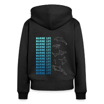 Ozeanische Vielfalt Meeresleben Erhalt - Frauen Premium Bio Zip Hoodie - Schwarz - Hinten - Julia (174cm)