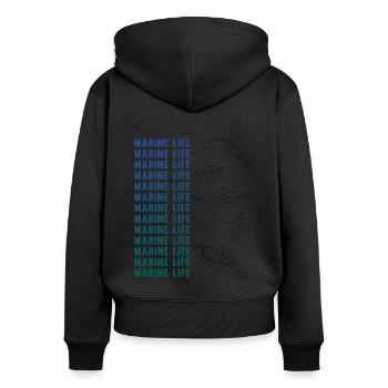 Ozeanische Vielfalt Meeresleben Erhalt - Frauen Premium Bio Zip Hoodie - Schwarz - Hinten - Julia (174cm)