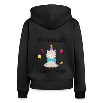 Lama Partyhut Geburtstag Spaß Shirt - Frauen Premium Bio Zip Hoodie - Schwarz - Hinten - Julia (174cm)