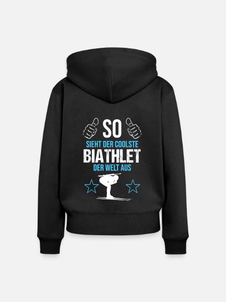 Weltbester Biathlet – Coolness Pur - Frauen Premium Bio Zip Hoodie - Schwarz