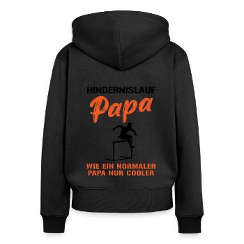 Cooler Hürdenlauf-Papa - Frauen Premium Bio Zip Hoodie - Schwarz - Hinten - Julia (174cm)