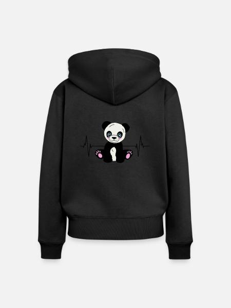 Panda-Herzschlag für Tierfreunde - Frauen Premium Bio Zip Hoodie -