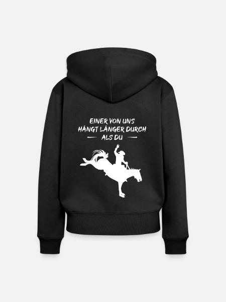 Rodeo Ausdauer-Champion - Frauen Premium Bio Zip Hoodie - Schwarz