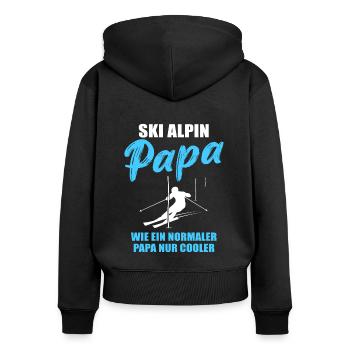 Ski alpin papa cadeau - Sweat à capuche zippé Premium bio Femme - noir - Dos - Julia (174cm)