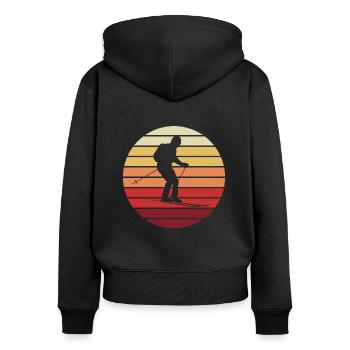 Sonnenuntergang auf Ski Geschenk - Frauen Premium Bio Zip Hoodie - Schwarz - Hinten - Julia (174cm)