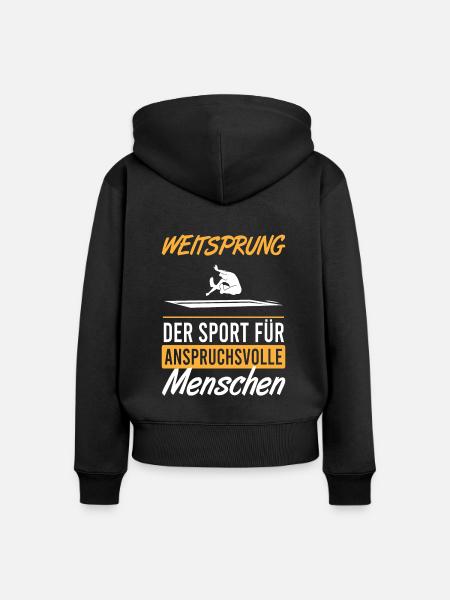 Weitsprung für Kenner & Könner - Geschenk - Frauen Premium Bio Zip Hoodie - Schwarz