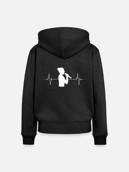 Sängerin Herzschlag Musikliebe - Geschenk - Frauen Premium Bio Zip Hoodie - Schwarz