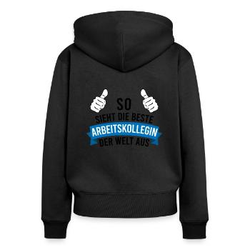 Beste Arbeitskollegin Spruch Geschenk Damen - Frauen Premium Bio Zip Hoodie - Schwarz - Hinten - Julia (174cm)