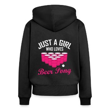 Beer Pong Bier Pong Spruch Geschenk Damen - Frauen Premium Bio Zip Hoodie - Schwarz - Hinten - Julia (174cm)