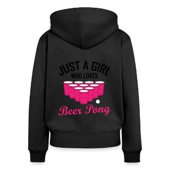 Beer Pong Bier Pong Spruch Geschenk Damen - Frauen Premium Bio Zip Hoodie - Schwarz - Hinten - Julia (174cm)