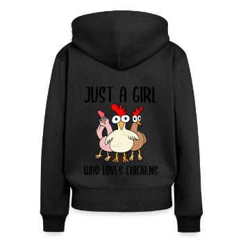 Drôles de poulets Amateurs de poulet disant cadeau - Sweat à capuche zippé Premium bio Femme - noir - Dos - Julia (174cm)