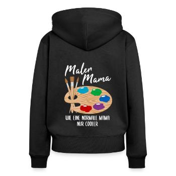 Maler Mama Malerei Kunst Künstler Spruch Geschenk - Frauen Premium Bio Zip Hoodie - Schwarz - Hinten - Julia (174cm)