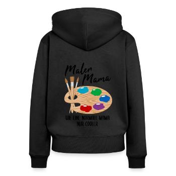 Maler Mama Malerei Kunst Künstler Spruch Geschenk - Frauen Premium Bio Zip Hoodie - Schwarz - Hinten - Julia (174cm)
