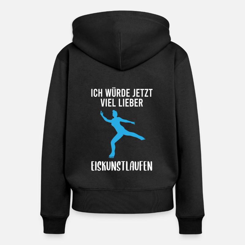 Eiskunstlauf Spruch Eiskunstläuferin Geschenk - Frauen Premium Bio Zip Hoodie - Schwarz