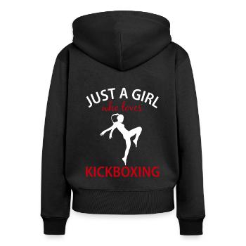 Kickboxerin Spruch Geschenk Damen Mädchen - Frauen Premium Bio Zip Hoodie - Schwarz - Hinten - Julia (174cm)