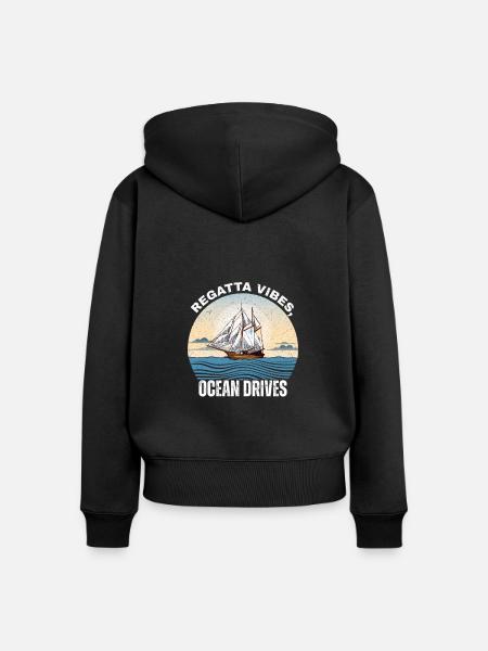 Segelschiff auf dem Meer - Frauen Premium Bio Zip Hoodie - Schwarz