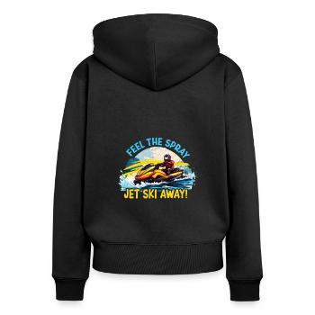 Jetbike fahren auf den Wellen - Frauen Premium Bio Zip Hoodie - Schwarz - Hinten - Julia (174cm)