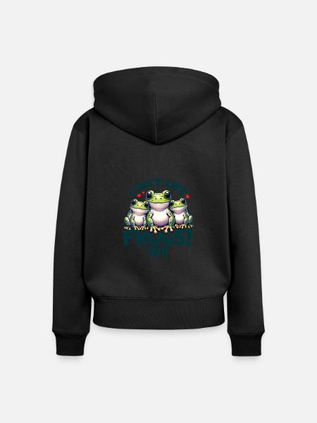 drei cartoon frösche - Frauen Premium Bio Zip Hoodie - Schwarz