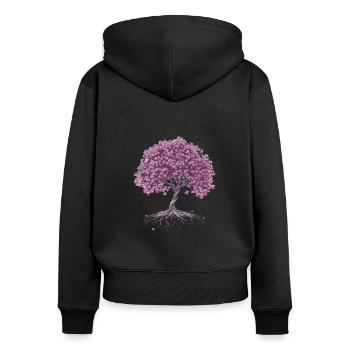 Sakura Tree with Cherry Blossoms - Women's Premium Organic Zip Hoodie - black - Back - Julia (174cm)