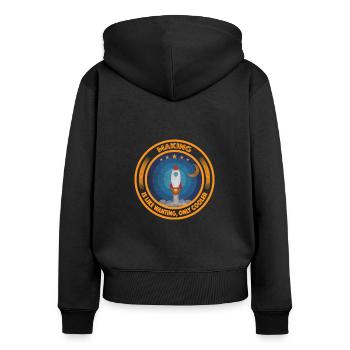 Faire, c’est comme ne vouloir que plus cool - Sweat à capuche zippé Premium bio Femme - noir - Dos - Julia (174cm)
