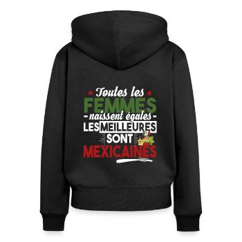 Mexicaine Mexique Femme Cadeau Espagnol Humour - Sweat à capuche zippé Premium bio Femme - noir - Dos - Julia (174cm)