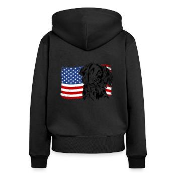 Small Münsterländer America Flag Dog Dogs - Women's Premium Organic Zip Hoodie - black - Back - Julia (174cm)