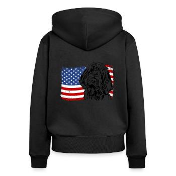 Spinone Italiano Amerika Fahne Hund Hunde Wilsigns - Frauen Premium Bio Zip Hoodie - Schwarz - Hinten - Julia (174cm)