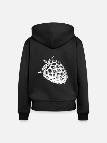 Himbeere Frucht gesund healthy - Frauen Premium Bio Zip Hoodie - Schwarz