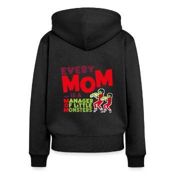 Lustiges Muttertags-T-Shirt mit niedlichen Monstern - Frauen Premium Bio Zip Hoodie - Schwarz - Hinten - Julia (174cm)