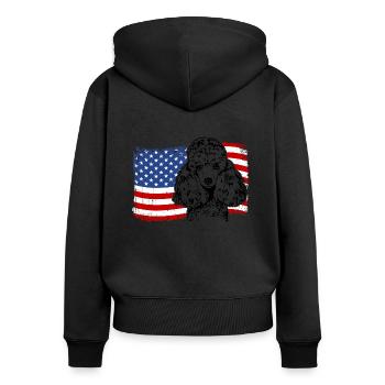 Zwergpudel Amerika Fahne Hunde Wilsigns - Frauen Premium Bio Zip Hoodie - Schwarz - Hinten - Julia (174cm)