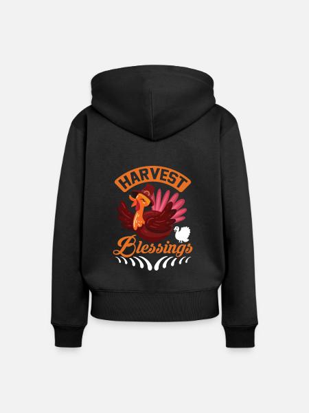 Segnungen ernten - Frauen Premium Bio Zip Hoodie - Schwarz