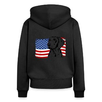 Weimaraner America Flag Dogs Hunting Dogs Wilsigns - Women's Premium Organic Zip Hoodie - black - Back - Julia (174cm)