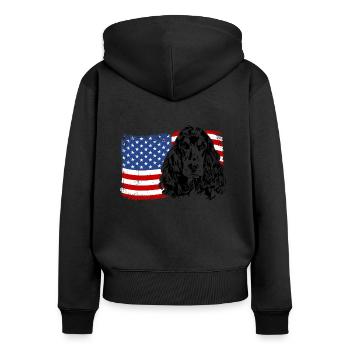 Cocker Spaniel Amerika Fahne Hunde Wilsigns - Frauen Premium Bio Zip Hoodie - Schwarz - Hinten - Julia (174cm)
