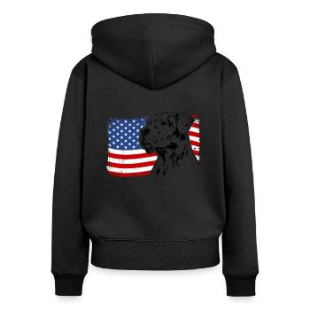 Dogo Argentino Amerika Fahne Hunde Hund Wilsigns - Frauen Premium Bio Zip Hoodie - Schwarz - Hinten - Julia (174cm)