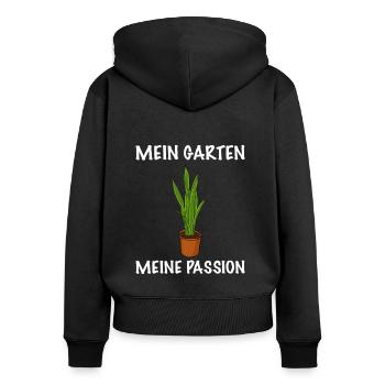 Gärtnerin Pflanzen Passion - Frauen Premium Bio Zip Hoodie - Schwarz - Hinten - Julia (174cm)